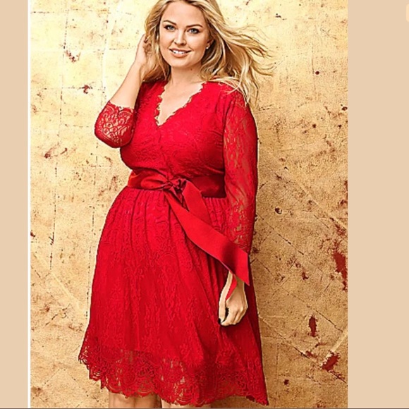 Lane Bryant Dresses & Skirts - Lane Bryant Red Lace Ribbon Dress